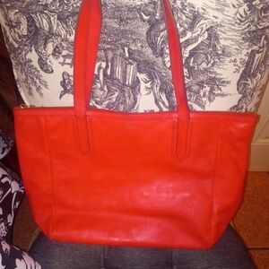 Fossil Leather Sydney Tote shoulder bag in orange